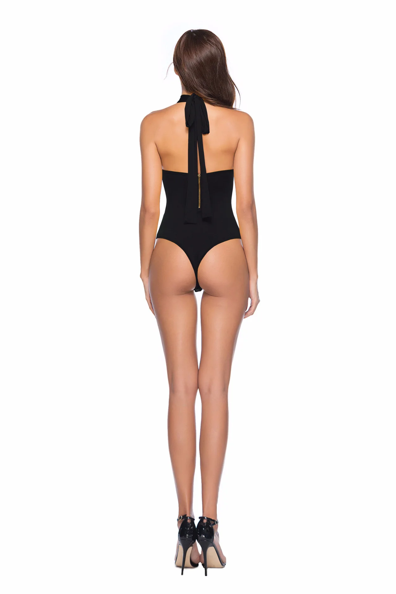 Sexy Sleeveless Backless Bodysuit Summer Halter Elegant Body Women Yellow White Black Office Ladies Jumpsuits Femme Jumpsuits