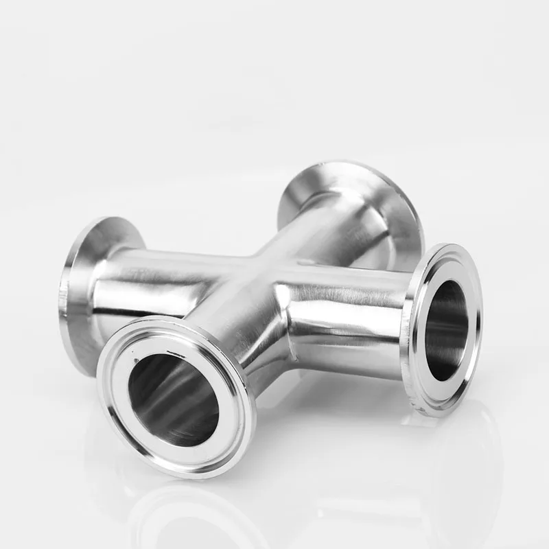 3/4" 1" 1.5" Stainless Steel SS304 Fitting Tri Clamp Pipe OD 19/25/32/38mm 4 Way Cross Sanitary Feerule OD 50.5mm Homebrew Food