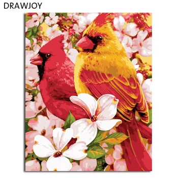 

DRAWJOY Framed Picture DIY Painting By Numbers On Canvas Painting & Calligraphy Of Loely Animals Coloring By Numbers