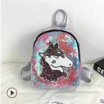 photo color Популярный женский рюкзак с блестками для девочек, цветной ранец с единорогом, Детский Рюкзак Студенческая сумка - Цвет: photo color
