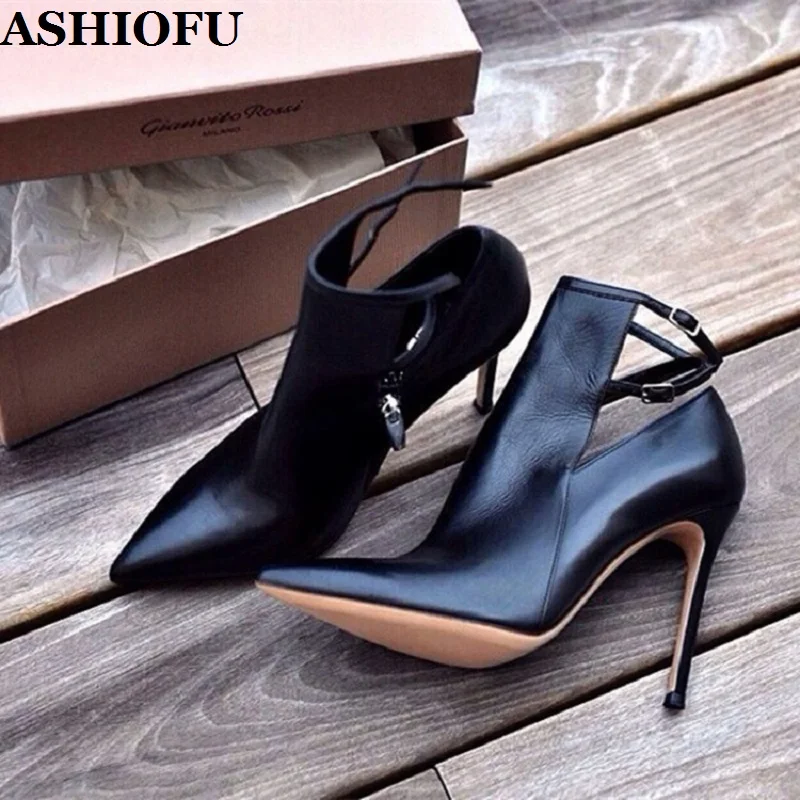 

ASHIOFU Handmade Women Stiletto Heel Pumps Buckle Strap Pointed-toe Dress Shoes Office-lady Evening Fashion Pumps Court Shoes