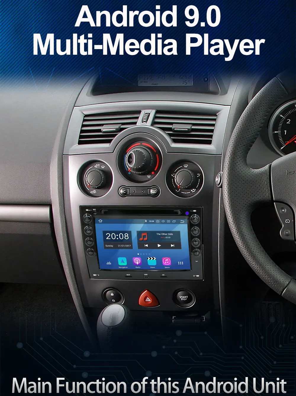 Excellent Octa Core 4GB RAM Android 9.0 5 USB Port Car DVD Player FOR Renault Megane 2 ii 2003 2004 2005 2006 2007 2008 Car Radio GPS DSP 2