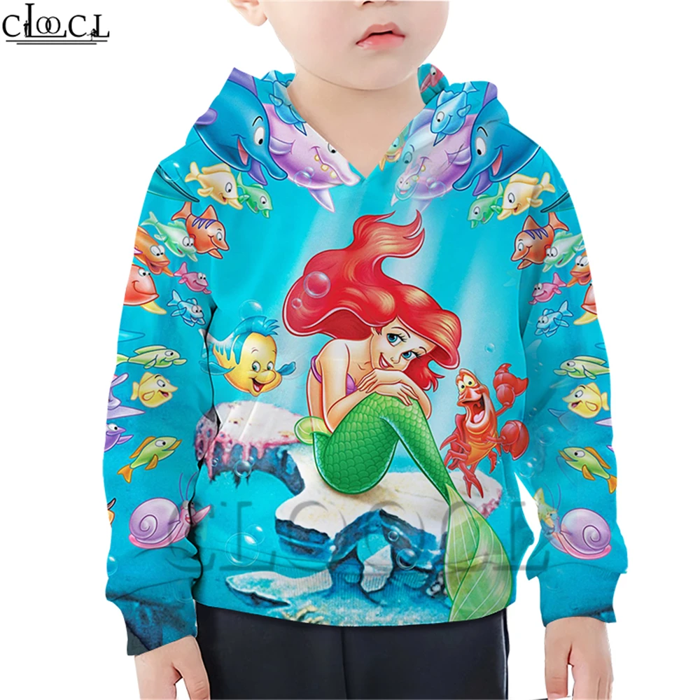  Kids Hoodie Baby Boy Girl 3D Print Mermaid Ariel T Shirt Children Clothing Fashion Sweatshirt Carto