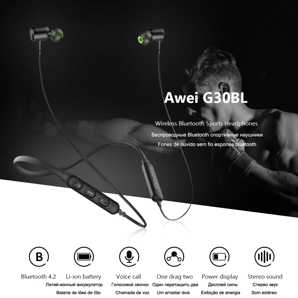 Awei hands free стерео hi fi наушник блютуз беспроводные наушники гарнитура для телефона