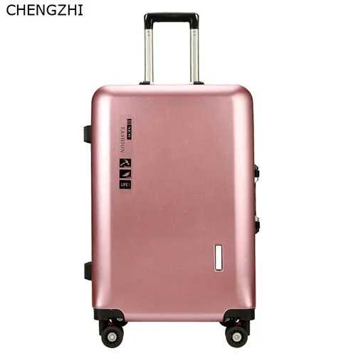 rose gold CHENGZHI 2" 22" 24 дюймов ABS PC Дорожный чемодан Алюминиевая Рама чемодан на колёсиках - Цвет: rose gold