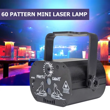

Mini DJ Disco Stage Lighting Voice Control LED Laser Projector Light 60 Patterns USB Rechargeable Bar Club Party Lamp