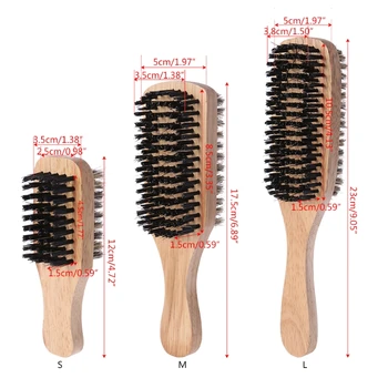 

2020 New Men Double-Side Antistatic Hair Brush Wooden Handle Massage Facial Beard Styling