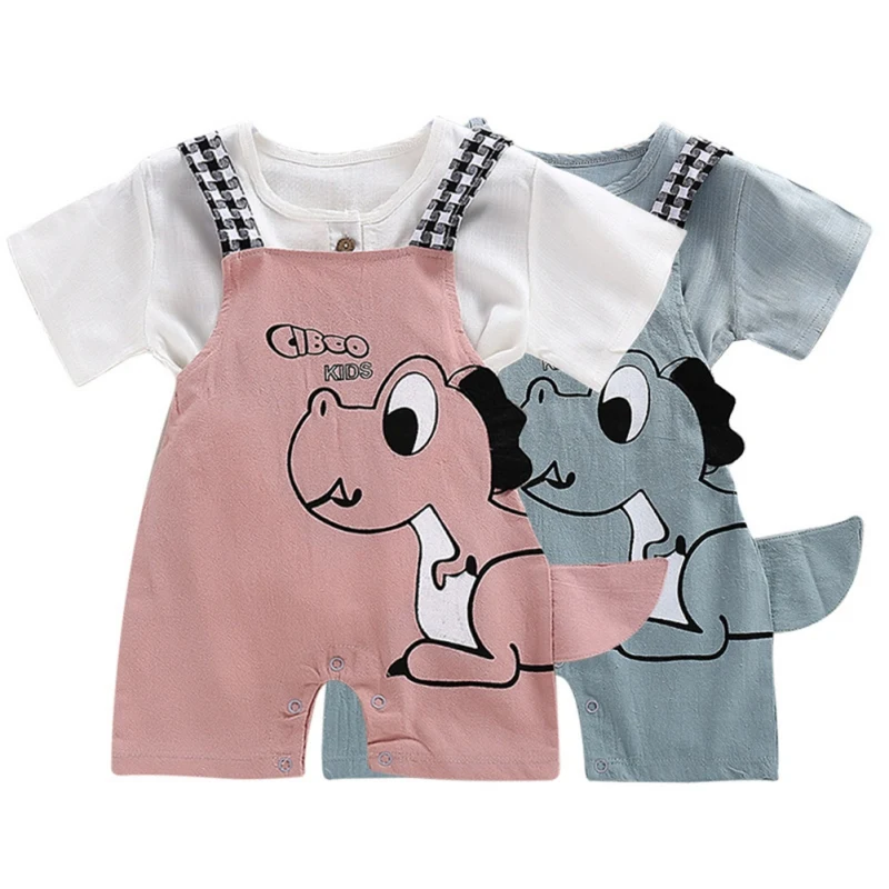 Newborn Infant Baby Boys Overalls Strap shorts Summer Baby Boys Grils Dinosaur Cartoon Printing Suspender Trousers Kids Overalls