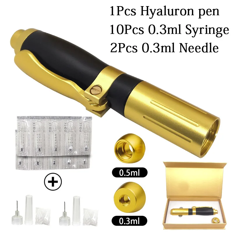 2 в 1 регулируемая гиалуроновая ручка с гиалуроновой кислотой для инъекций губ ручка с дермальным наполнителем распылитель микропистолет против морщин гиалуроновая ручка - Номер модели: 1pen 10pcs syringe