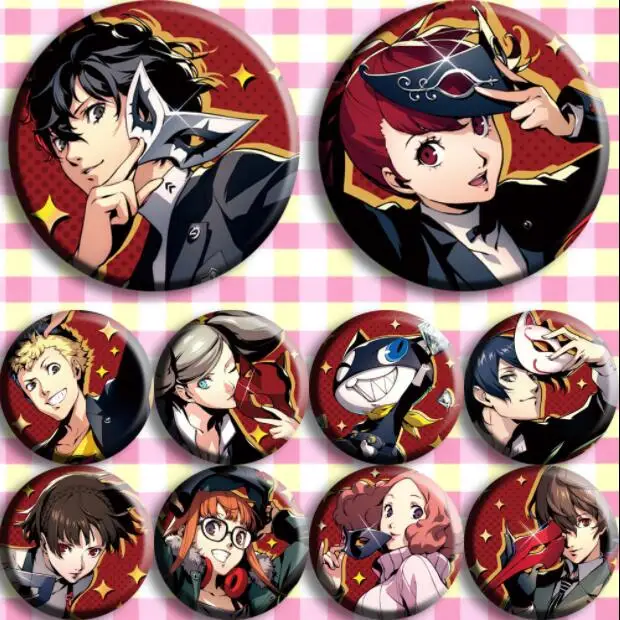 Фигурка аниме Persona 5 Ren Amamiya Morgana Ryuji Sakamoto Ann Takamaki 4785 значков круглая брошь булавка