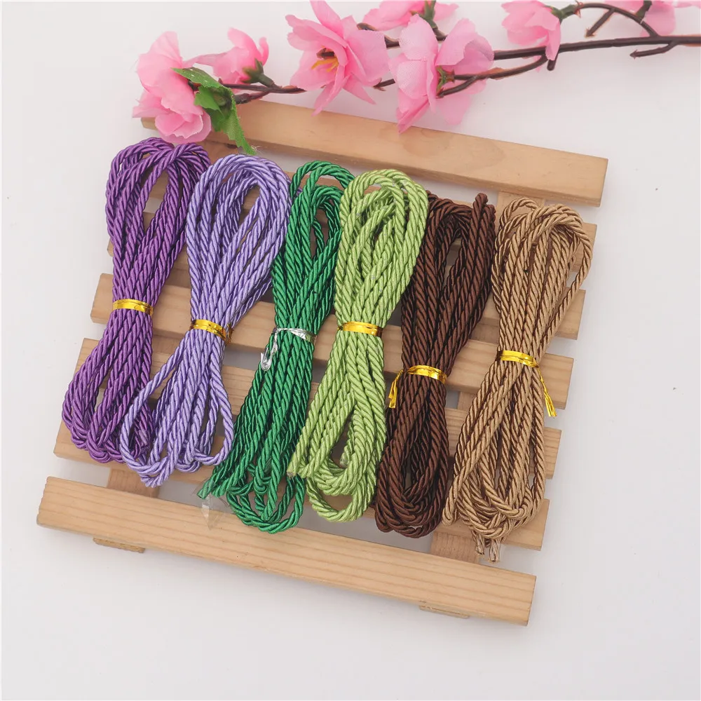 FASMILEY DIY Cord Jewelry Findings 3mm Braided Rope Multi Solid Color Twisted Thread DIY Accessories String Supplys 20m DS217