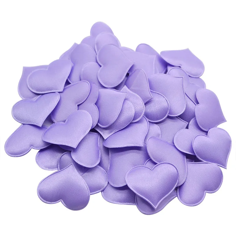 100 шт. 3,5 см Губка атласная ткань лепестки в форме сердца Романтические свадебные конфетти стол кровать ручной работы лепестки украшения на День святого Валентина - Цвет: purple
