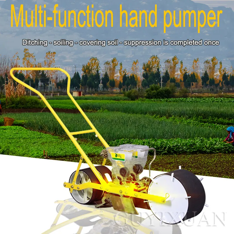 

Three rows of vegetable drill push potato planter multifunction planter small radish seed drill on demand