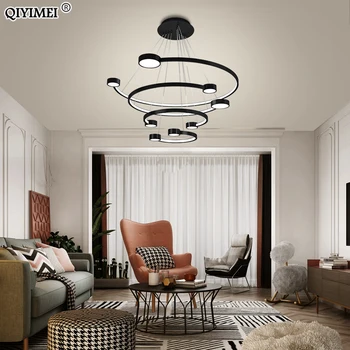 

New Modern LED Pendant Lights For Living Room Dining Bedroom Black Gold Hooks Iron Body Indoor Hanging Lighting Lamps Abajur