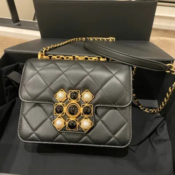 

Small Women Summer Bags 2021 Brand New Luxury Design Messenger Bag Solid Handbag Chain Flap Pocket Shoulder Bag