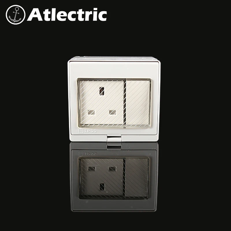 Atlectric Великобритания стандарт IP55 водонепроницаемый пыленепроницаемый Открытый Великобритания внешняя настенная розетка с крышкой розетки,socket выключатель света,переключатель,кнопки