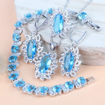 

Women Costume Bridal Jewelry Sets Cubic Zirconia 925 Silver Earrings/Pendant/Necklace/Rings Sets Free Gift Box