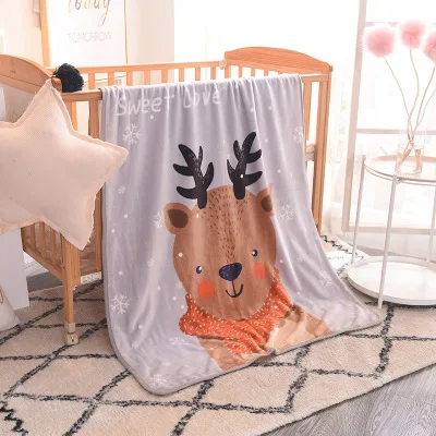 Newborn Bedding Winter Warm Swaddling Blanket Kids 140*100 cm Flannel Cartoon Wrap Blanket Baby Thermal Soft Cotton Soft Blanke - Color: H