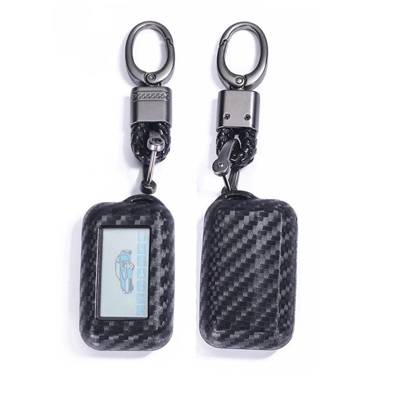 Caron Fiber Silicone Key Fob Cover Cases For StarLine E90 E63 E93 E95 E66 E96 LCD Remote Controller KeyChain Transmitter Holder key case cover