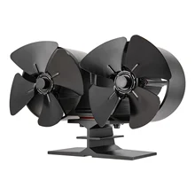 Ventilador de fogão 8 lâmina dupla cabeça calor alimentado mini lareira cabeça dupla forno ventilador de ar com fogão themômetro eco amigável ventilador