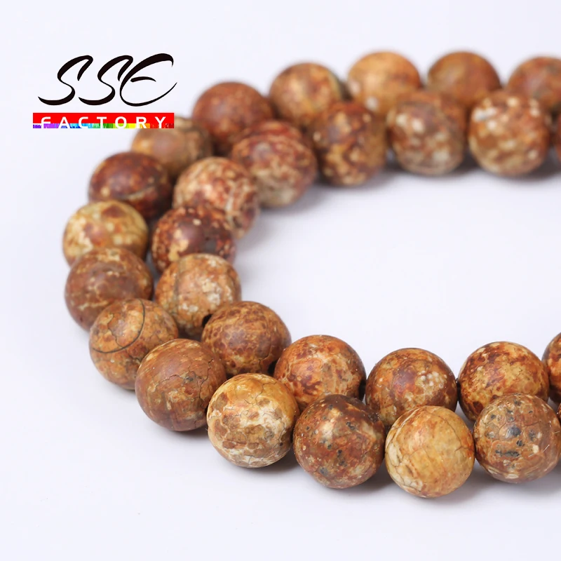 

wholesale Wood Texture Agates Onyx Stone Beads Round Loose Spacer Bead 6 8 10 12mm 15''strand DIY Bracelet For Jewelry Making
