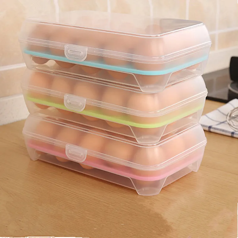 

15 Grid Transparent Egg Storage Box Refrigerator Crisper Household Egg Box Egg Tray Kitchen Cooking Preservation Tool