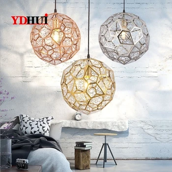 

E27 Replica of Web Etch Modern Pendant Light Shadow Lamp For Living Room Study Kitchen Dining room Silver Golden Copper body
