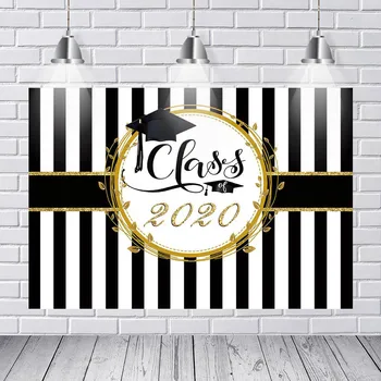 

Class of 2020 Photography Backdrops Black White Stripes Graduation Party Photo Background Grad Prom Decorations