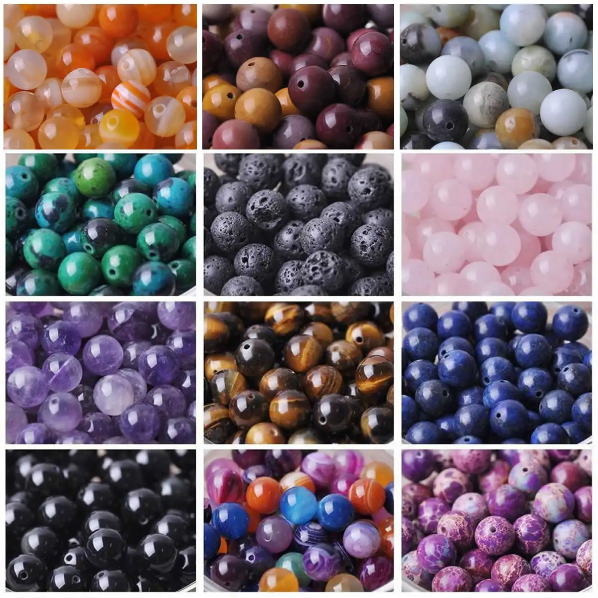 4MM 6MM 8MM 10MM Natural Gemstone Round  Loose Spacer Loose Beads Making Jewelry 