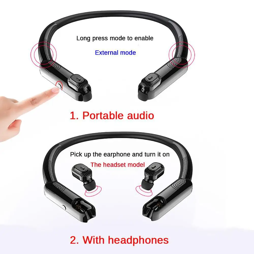 Tanie BEESCLOVER XG10 TWS wiszące szyi słuchawki zestaw słuchawkowy 300mAh IPX5 wodoodporna Bluetooth 5.0 Stereo sportowe do biegania Fitness zestaw słuchawkowy d35