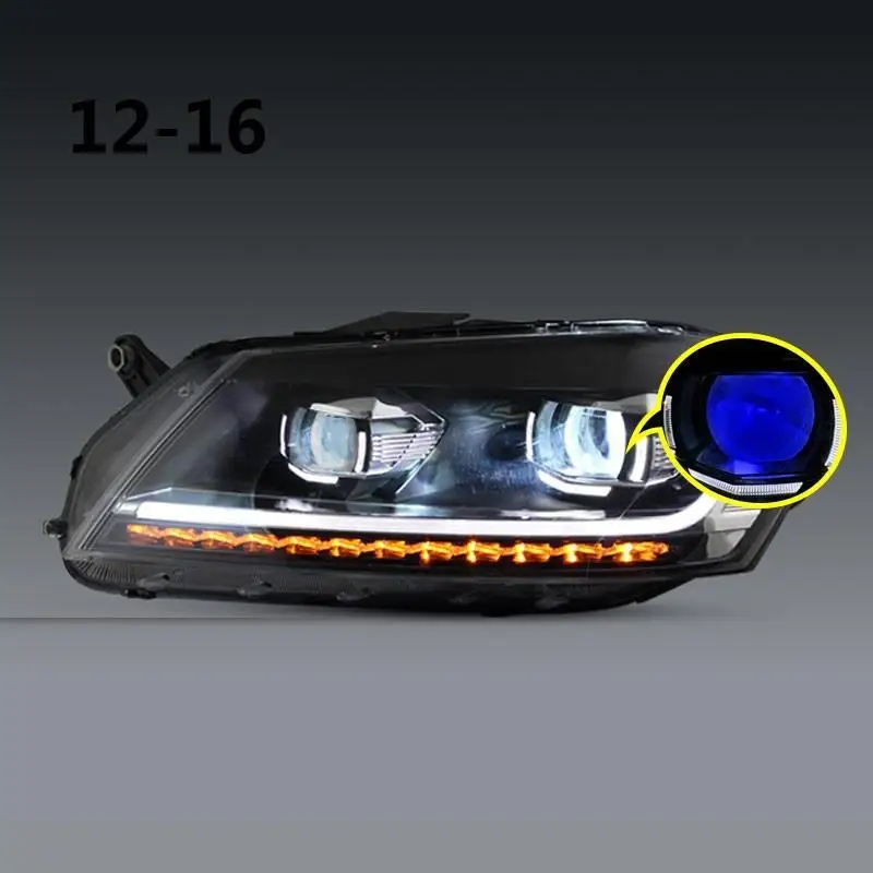 Drl Авто боковой указатель поворота светодиодные наружные дневные ходовые фары автомобильные фары в сборе 12 13 14 15 16 для Volkswagen Magotan
