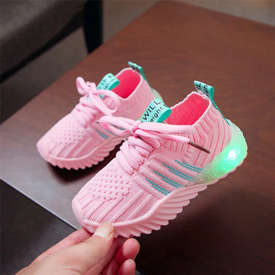 Children's sneakers LED lights boys and girls candy color soccer shoes LED light sports shoes casual shoes light shoes #40J30 (28)
