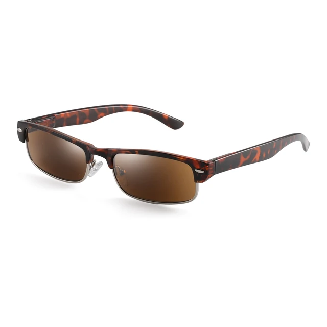 JM Semi Rimless Sunglasses Readers Spring Hinge Sun Reading Glasses for Men Women demi brown