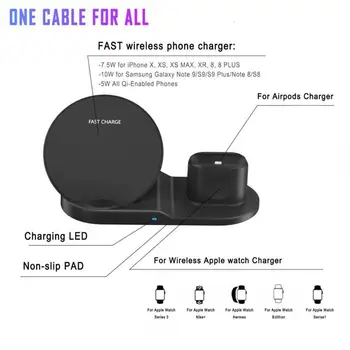 

3 in 1 Wireless Charger Fast Charging Dock Stand Station Xiaomi Multifunctional Samsung Phone power Smart For Huawei wirele B4F2