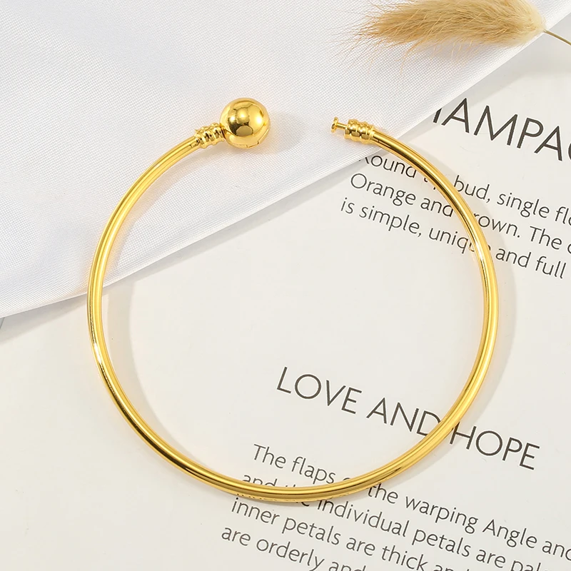 Round Bangle Bracelets 2pcs for bracelet jewelry Fit Brand Beaded Heart DIY Women Men Kid Children Jewelry Accessories