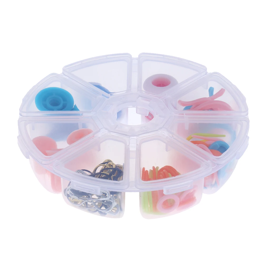 96 Pieces Knitting Crochet Sewing Accessories Supplies Tools Kit Plastic Markers Holder Counter Markers with Clear Storage Case