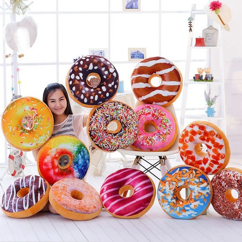 Creative Model Donuts Plush Toys Donut Cushion Round Back Cushion Pillow Napping Pillow