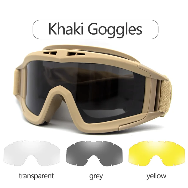 NorthFOX Locust Military Tactical Goggles CS Shooting Goggles Windproof Paintball Glasses Men's Outdoor Sports Camping Hiking Mo Khaki