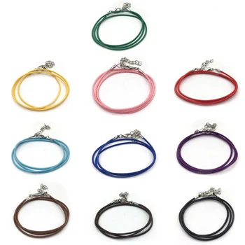 

100 Strands Alloy Lobster Claw Clasps Waxed Cotton Cord Necklace Makings 18"