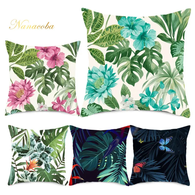 

Tropical Plants Abstract Leaves 45x45cm Seat Cushion Cover Skin-Friendly Throw Pillow Car Home Decorative Back Pillowcase