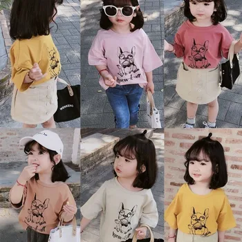 

2020 New Dog Children's Matching Clothes Summer Short-sleeved T-shirt + Children's Bottoming Shirt