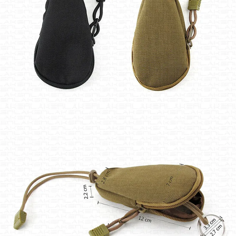 Мини-кошельки для ключей, держатель для мужчин, кошельки для монет, военная армейская зеленая камуфляжная сумка, маленький карман, брелок на молнии, чехол, черный цвет