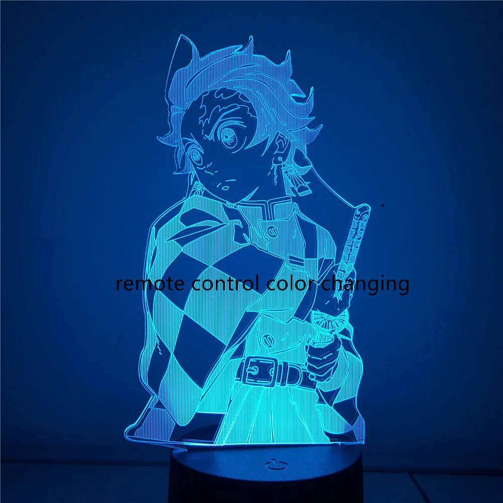 remote control Demon Slayer экшн аниме 3D изменение цвета Светодиодная фигурка Kimetsu no Yaiba Kamado Nezuko Kamado Tanjirou настольная визуальная модель подарок игрушка - Цвет: remote control