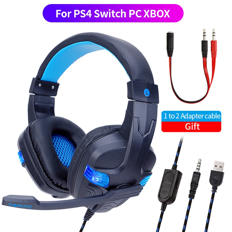 SY860MV For PS4 Gaming Headphone With Mic Bass Stereo LED Blue Light Over Ear Mens favorite gifts Casco de juego For XBOX PS4