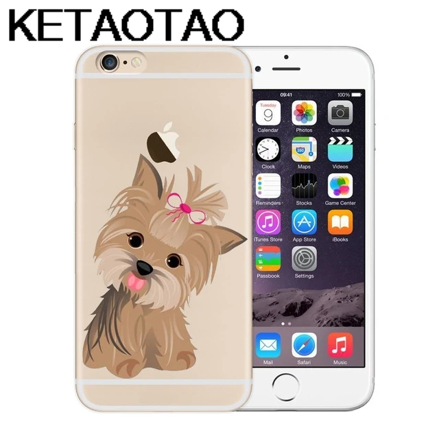 Белый KETAOTAO йоркширский терьер собака щенок чехол s для iPhone 4S 5C 5S 6S 7 Plus XR XS Max чехол кристально чистый мягкий TPU чехол s - Цвет: Белый