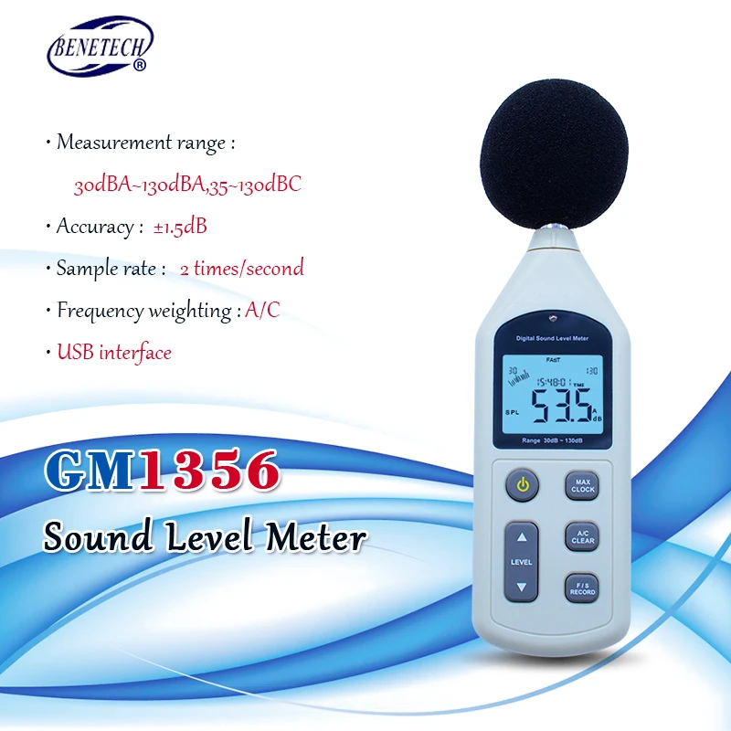 Sound Level Tester Portable Windproof Sponge Ball Noise Monitoring Tool for Schools Sound Tester Meter Offices Noise Test Device 