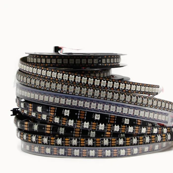 

5V WS2812B 1m/4m/5m 30/60/144 pixels/leds/m Individually Addressable Smart RGB led pixel strip Black/White PCB WS2812 IC 1m 5m