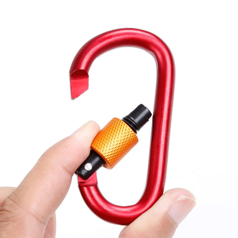 Hewolf Outdoor Multi-functional Mountain Climbing Buckle Hook Hanger D Type Aluminium Alloy Keychain Backpack Water Bottle Mount