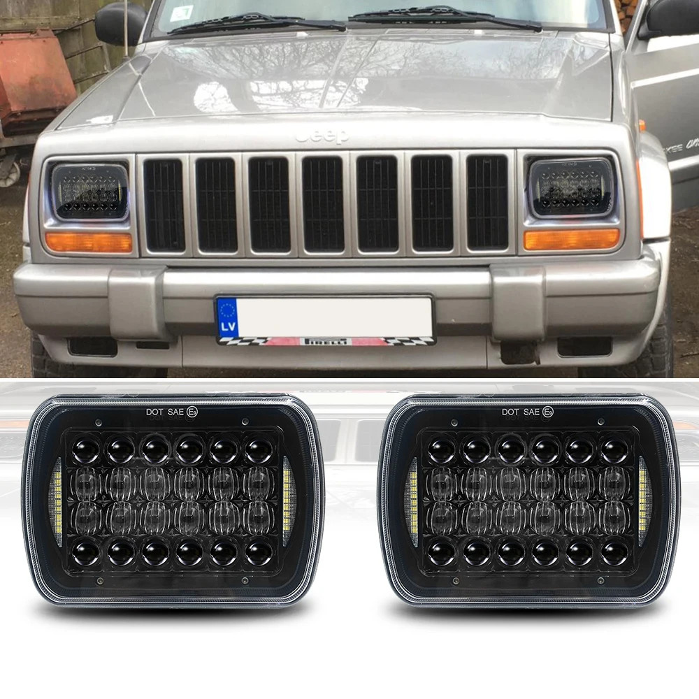 

72W 5X7 7X6 inch Rectangular Sealed Beam LED Headlight With DRL for Jeep Wrangler YJ Cherokee XJ H6014 H6052 H6054 LED