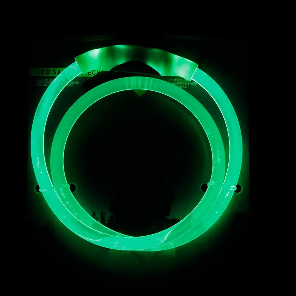 Green Многофункциональный светящийся светодиодный ошейник для питомцев, ошейник для собак из ТПУ, можно отрезать USB Перезаряжаемый осветительный ошейник, Шлейка для собак#2D17 - Цвет: Green